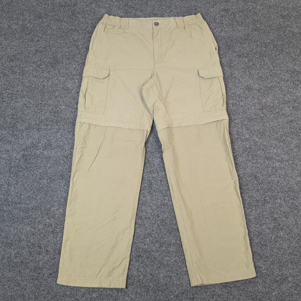Columbia Mens M 32L Convertible Cargo Pants Khaki Tan Ripstop Zip Off Hiking
